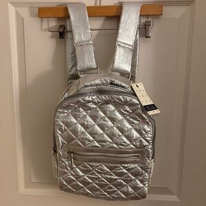 Silver Quilted Backpack